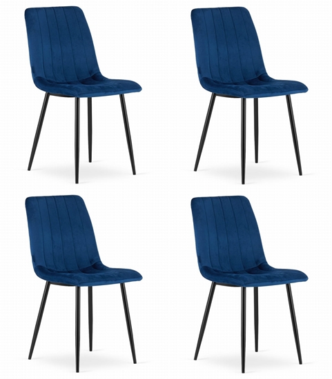 Picture of Krzeso tapicerowane LAVA granat aksamitne 4 szt. na czarnych nogach