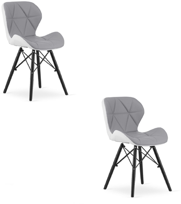 Attēls no Krzeso tapicerowane szaro-biae LAGO 2 szt. ekoskóra czarne nogi