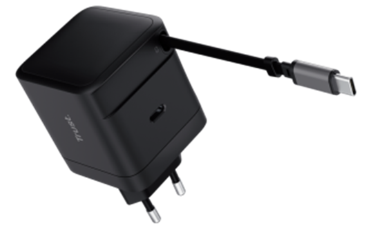 Picture of Lādētājs Trust Maxo 65W Black USB-C 67 cm izvelkams vads