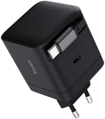Attēls no Lādētājs Trust Maxo 65W Black USB-C 67 cm izvelkams vads