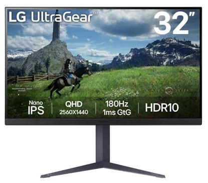 Picture of LCD Monitor|LG|31.5"|Panel IPS|2560x1440|16:9|180Hz|1 ms|Pivot|Height adjustable|Tilt|Colour Black|32GS85Q-B