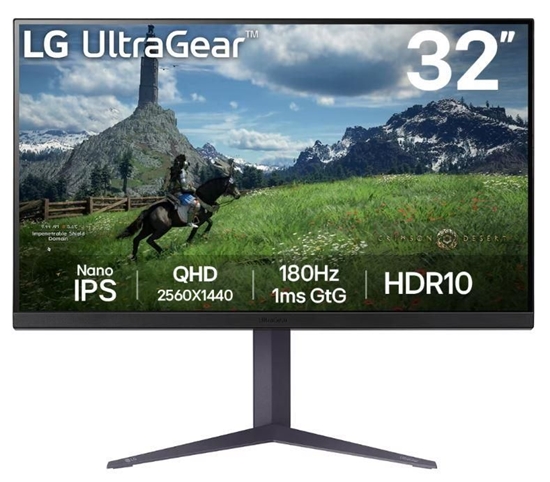 Picture of LCD Monitor|LG|31.5"|Panel IPS|2560x1440|16:9|180Hz|1 ms|Pivot|Height adjustable|Tilt|Colour Black|32GS85Q-B