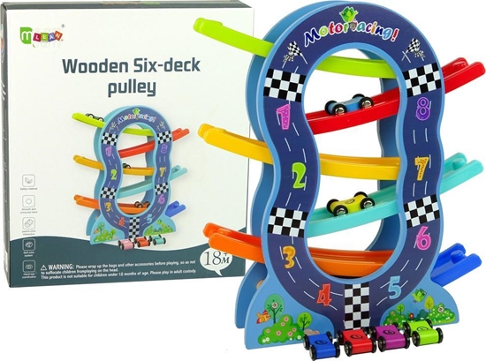 Изображение Lean Sport Drewniana Zjedalnia 6 Poziomów Autka Liczby