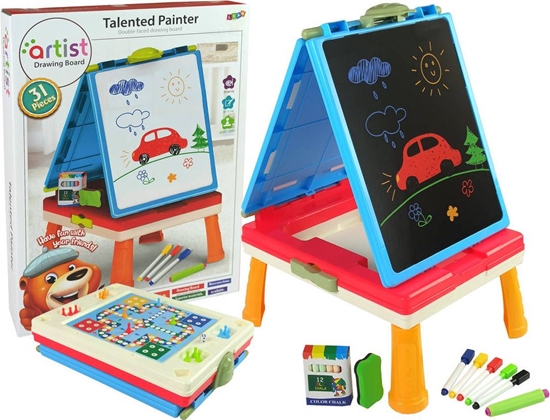 Picture of Lean Sport Tablica 3w1 Magnetyczno -Kredowa, Stolik Do Gier Niebieska