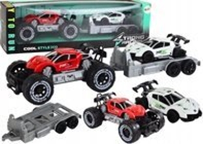 Attēls no LeanToys Auto Terenowe Czerwone Laweta Pojazd Sportowy Zestaw