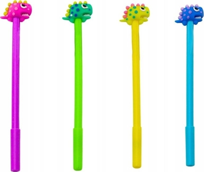 Изображение LeanToys Dugopis Z Dinozaurem Zatyczka Czarny Wkad Mix Fioletowy Zielony  0.5mm