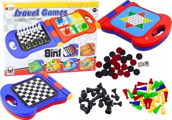 Picture of LeanToys Gra Podróna 8w1 Szachy Warcaby Ludo Tryktrak Chiczyk We i Drabiny