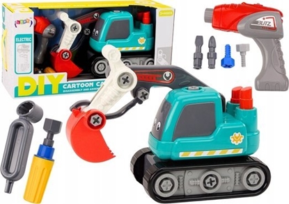 Изображение LeanToys Koparka Gsienicowa Kreskówkowa Do Skrcania DIY Turkusowa