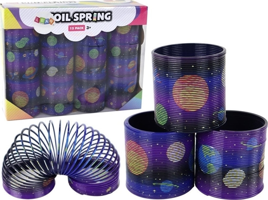 Picture of LeanToys Kultowa Spryna Fioletowa Motyw Planet Relaksacyjna 6CM