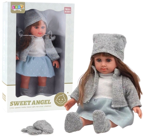 Picture of LeanToys Lalka W Niebieskiej Sukience Czapeczka Sweterek Rkawiczki Czapka 36,5cm