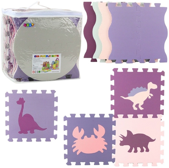 Picture of LeanToys Mikkie Puzzle Mata Edukacyjna Kojec Pianka EVA Róowe Fioletowe 25szt