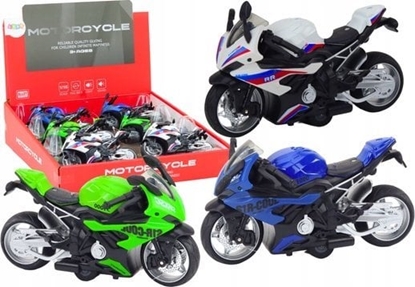 Изображение LeanToys Motocykl Sportowy z Napdem Frykcyjnym 3 Kolory Biay Zielony Niebieski LEAN Toys