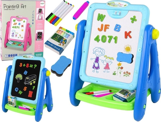 Picture of LeanToys Tablica Edukacyjna 2 w 1 Niebieska Kredy Pisaki LEAN Toys