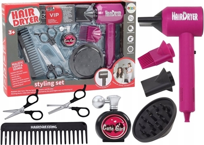 Picture of LeanToys Zestaw Fryzjerski Salon Piknoci Fryzjer Suszarka 10 ele.