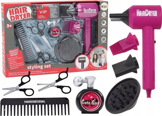 Picture of LeanToys Zestaw Fryzjerski Salon Piknoci Fryzjer Suszarka 10 ele.