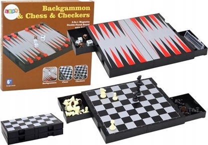 Picture of LeanToys Zestaw Gier 3w1 Plansza Magnetyczna Szachy Warcaby Backgammon