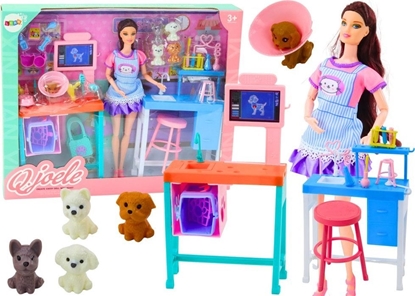 Attēls no LeanToys Zestaw Lalka Weterynarz Gabinet Pielgnacyjny Meble Akcesoria Zwierzaki