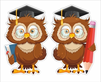 Изображение LearnHow Dekoracje okienne szkoa -Sowy w biretach 2szt