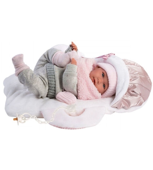 Изображение Lelle zīdainis Mimi 42 cm (pārnes. soma, raud, runā, ar mānekli, mīkstais ķermenis) Spānija LL74004