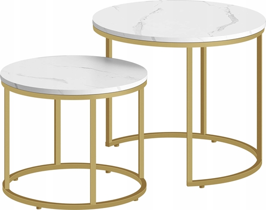 Picture of Leobert Stolik kawowy okrgy 2szt - marmur / nogi zote