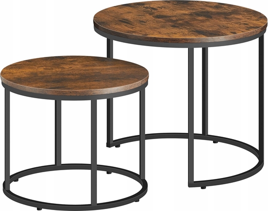 Picture of Leobert Stolik kawowy okrgy 2szt - rustykalny / nogi czarne