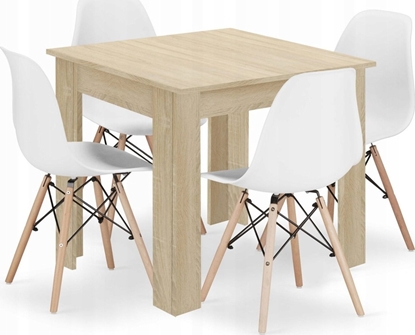 Изображение Leobert Zestaw stó kwadratowy 80x80 db sonoma + 4 krzesa OSAKA biae