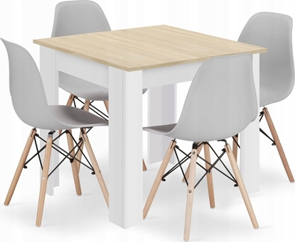 Изображение Leobert Zestaw stó kwadratowy 80x80 db sonoma + 4 krzesa OSAKA szare