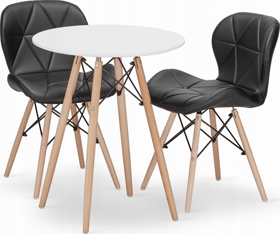 Picture of Leobert Zestaw stó okrgy TODI 60 biay + 2 krzesa LAGO czarne