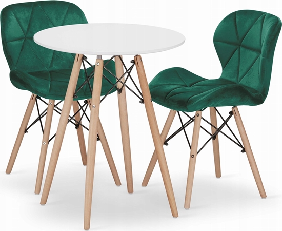 Picture of Leobert Zestaw stó okrgy TODI 60 biay + 2 krzesa LAGO zielone
