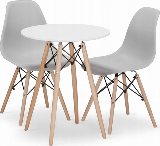 Picture of Leobert Zestaw stó okrgy TODI 60 biay + 2 krzesa OSAKA szare
