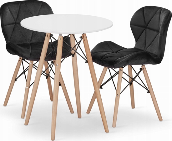 Picture of Leobert Zestaw stó okrgy TODI 60cm biay + 2 krzesa LAGO czarne