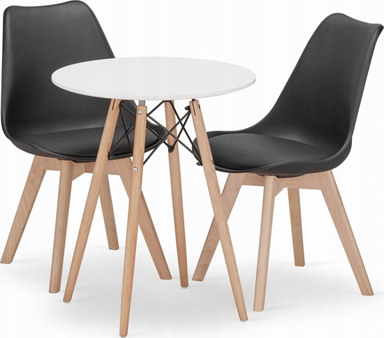Picture of Leobert Zestaw stó okrgy TODI 60cm biay + 2 krzesa MARK czarne