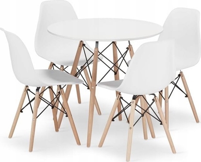 Attēls no Leobert Zestaw stó okrgy TODI 80cm biay + 4 krzesa OSAKA biae