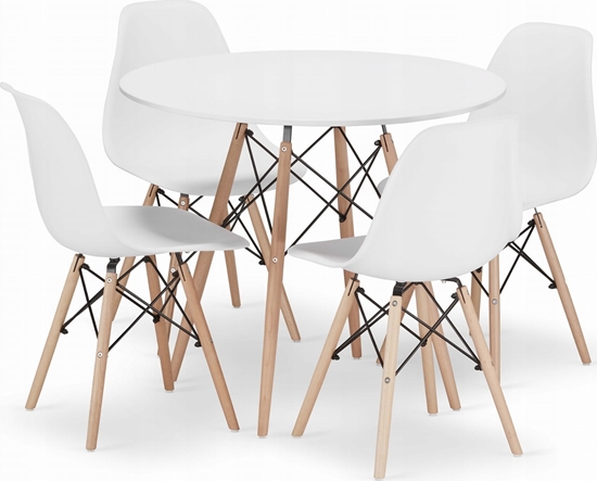 Изображение Leobert Zestaw stó okrgy TODI 90 biay + 4 krzesa OSAKA biae