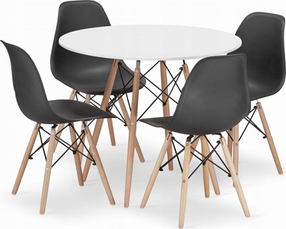 Picture of Leobert Zestaw stó okrgy TODI 90 biay + 4 krzesa OSAKA czarne