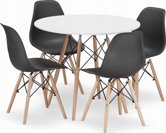Picture of Leobert Zestaw stó okrgy TODI 90 biay + 4 krzesa OSAKA czarne