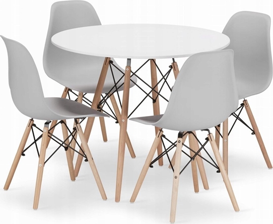 Изображение Leobert Zestaw stó okrgy TODI 90 biay + 4 krzesa OSAKA szare