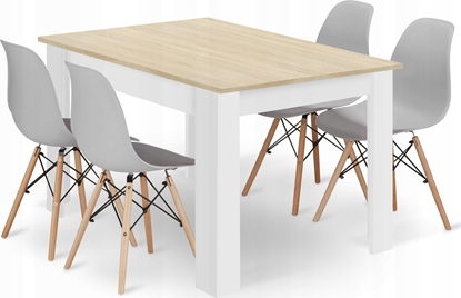 Изображение Leobert Zestaw stó prostoktny 120x80 db sonoma + 4 krzesa OSAKA szare