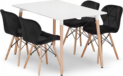 Изображение Leobert Zestaw stó prostoktny ADRIA 120x80 biay + 4 krzesa LAGO czarne
