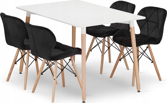 Изображение Leobert Zestaw stó prostoktny ADRIA 120x80 biay + 4 krzesa LAGO czarne