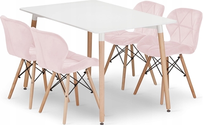 Изображение Leobert Zestaw stó prostoktny ADRIA 120x80 biay + 4 krzesa LAGO róowe