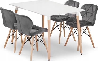 Изображение Leobert Zestaw stó prostoktny ADRIA 120x80 biay + 4 krzesa LAGO szare