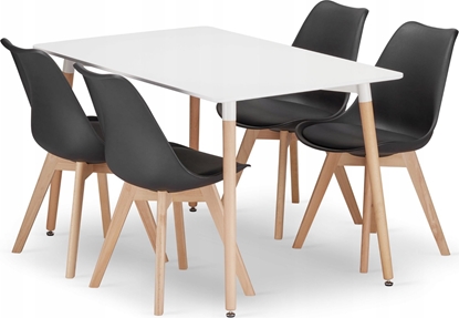 Изображение Leobert Zestaw stó prostoktny ADRIA 120x80 biay + 4 krzesa MARK czarne