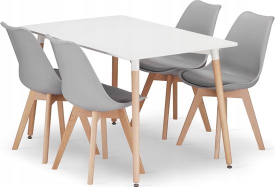 Picture of Leobert Zestaw stó prostoktny ADRIA 120x80 biay + 4 krzesa MARK szare