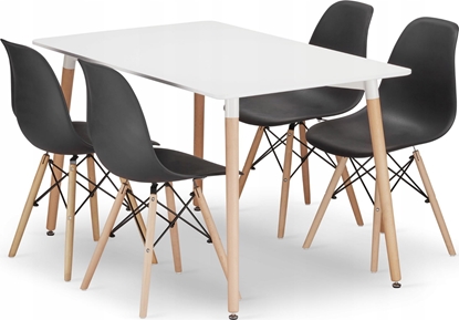 Изображение Leobert Zestaw stó prostoktny ADRIA 120x80 biay + 4 krzesa OSAKA czarne