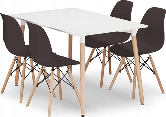 Изображение Leobert Zestaw stó prostoktny ADRIA 120x80 biay + 4 krzesa OSAKA kawowe