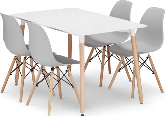 Picture of Leobert Zestaw stó prostoktny ADRIA 120x80 biay + 4 krzesa OSAKA szare
