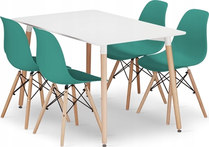 Изображение Leobert Zestaw stó prostoktny ADRIA 120x80 biay + 4 krzesa OSAKA zielone