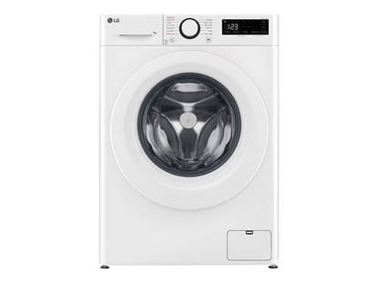 Attēls no LG Washing Machine | F2WR509SWW | Energy efficiency class A | Front loading | Washing capacity 9 kg | 1200 RPM | Depth 48 cm | Width 60 cm | Display | LED | Steam function | Direct drive | White