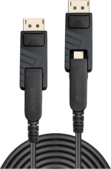 Picture of Lindy 10m Fibre Optic Hybrid Mini DisplayPort 1.4 Cable with Detachable DP Connectors